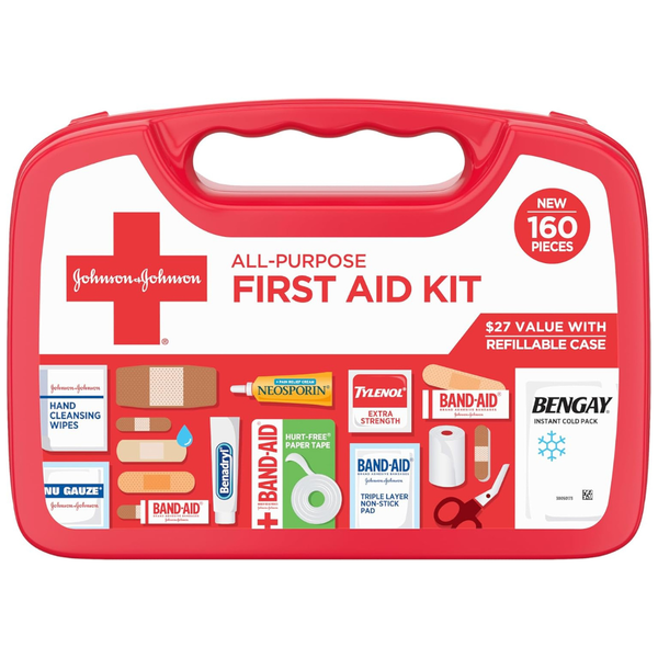 160-Pieces Johnson & Johnson All-Purpose Portable Compact First Aid Kit