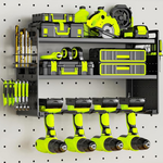Heavy Duty Wall Mount Power Tool Organizer With Drill Holder (Black)