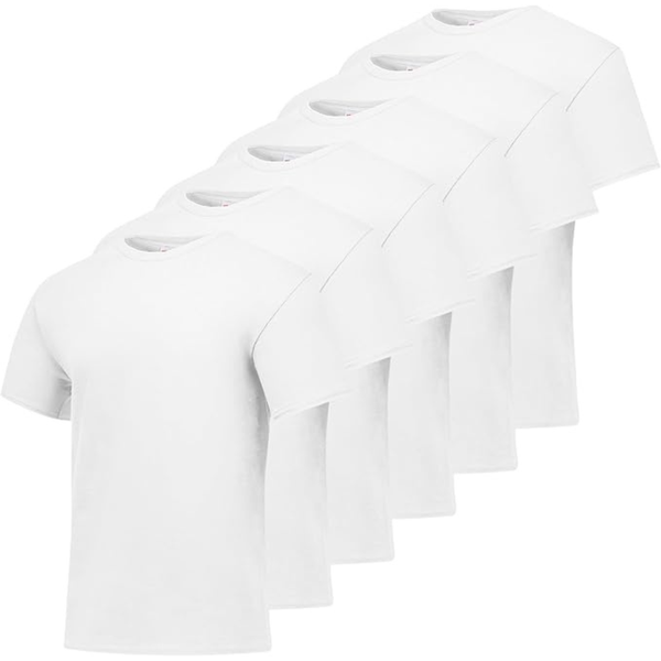 6-Pack Hanes Men's Cotton Crewneck Short Sleeve T-Shirt (White)