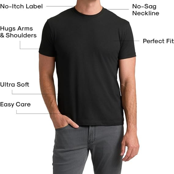 6-Pack True Classic Short Sleeve Crew Neck Men's T-Shirts