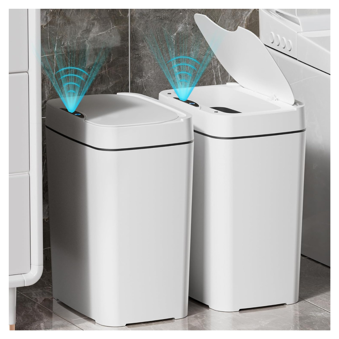2-Pack 2.7-Gal Motion Sensor Automatic Smart Trash Can W/ Lid (2 Colors)