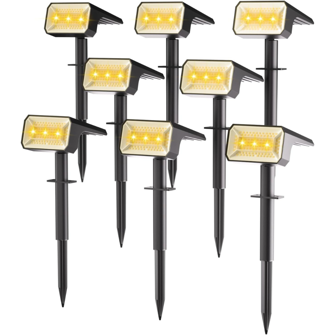 8-Pack Fabrito IP67 Waterproof Outdoor Solar Spot Lights With 4 Modes