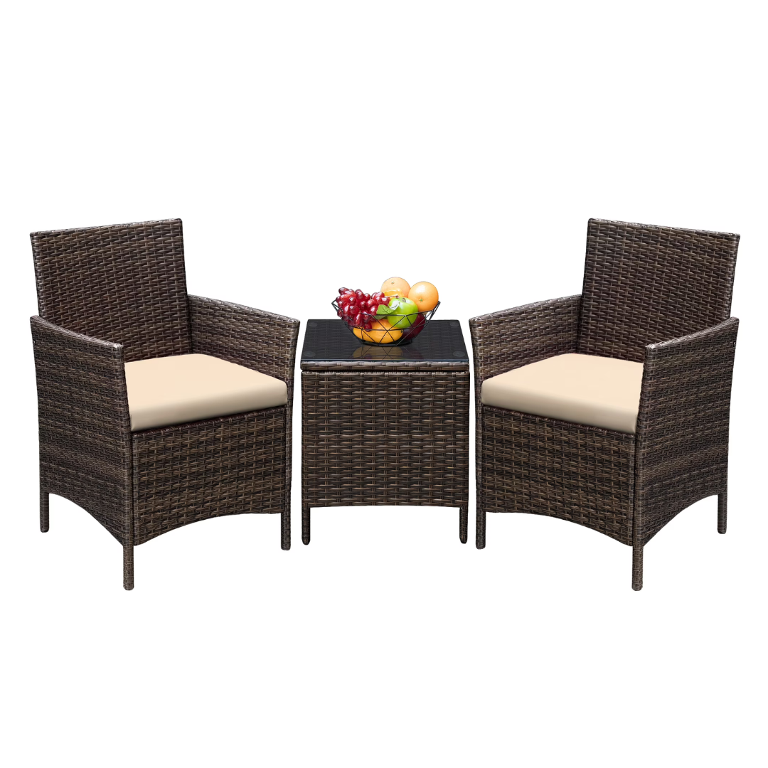 3-Piece Devoko Patio Furniture Outdoor Conversation Set (Beige)