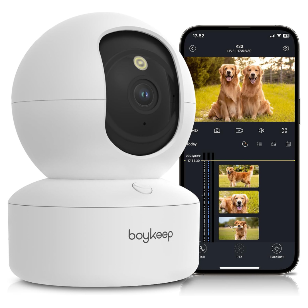 BoyKeep 2K 360 Deg. Indoor Security Camera With Phone App