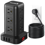 20W PD USB-C Surge Protector Power Strip Tower With 12 AC Outlets
