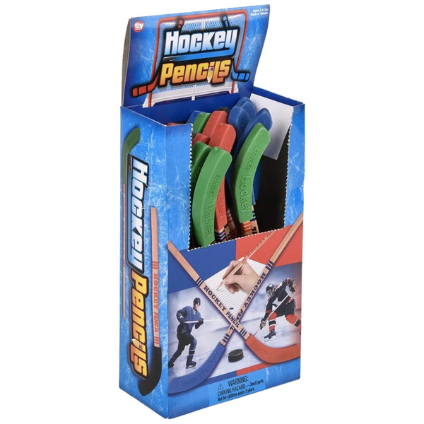 24-Count 9" Hockey Stick Pencils With Removable Erasers Assorted Colors