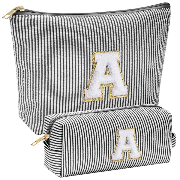 2-Piece YOOLIFE Personalized Initial Makeup Bag Set