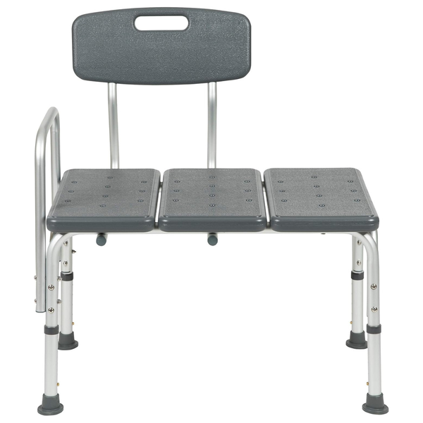 300 lb. Capacity Adjustable Bath & Shower Transfer Bench W/ Back & Side Arm