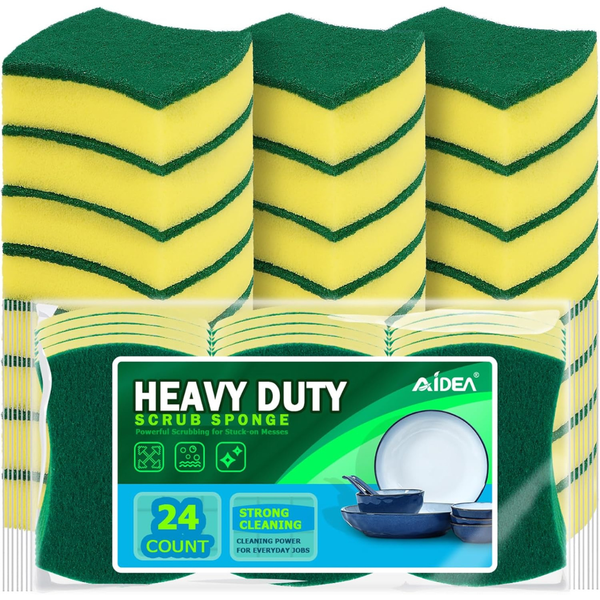 24-Pack Kitchen Sponges Heavy Duty Dish Scrubber Sponges