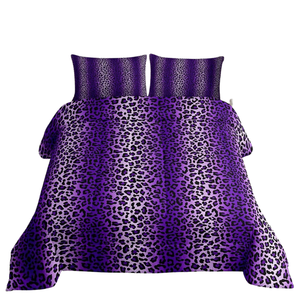 King Size Purple Leopard Print Comforter Set