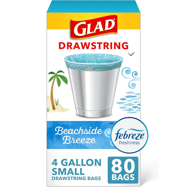 80-Count Glad Odorshield 4-Gal Drawstring Trash Bags