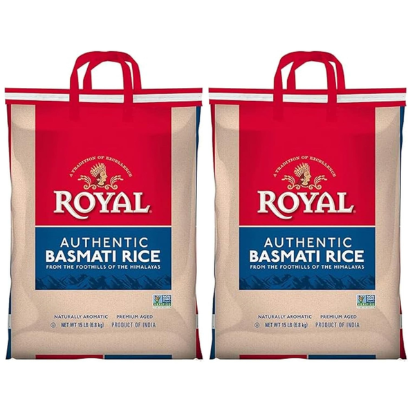 2-Pack 15-Pound Authentic Royal Basmati White Rice