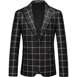 Men's Slim Fit Plaid Suit Jacket