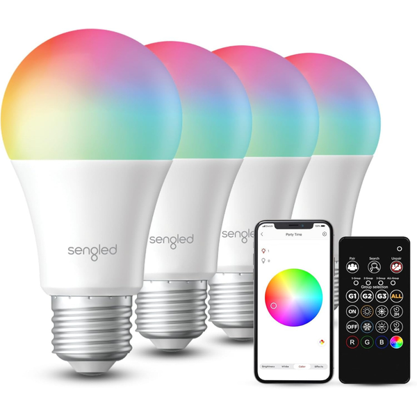 4-Pack Sengled Dual Mode Smart Light Bulbs with Remote & App Control