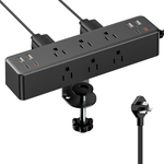 10ft Acozvin Flat Plug Desk Clamp Power Strip with 4 USB Ports
