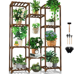 47" Uneedem 10-Tier Tall Wooden Plant Stand for 11 Pots