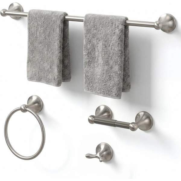 4-Piece XINWEI 24" Stainless Steel Bathroom Hardware Set (Brushed Nickel)