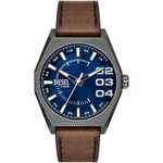 Diesel Scraper 43mm Men's Stainless Steel Watch w/ Leather Band