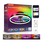 Lumary 20" Smart Wi-Fi Flush Mount Ceiling Fan W/ RGBAI LED Light & Remote