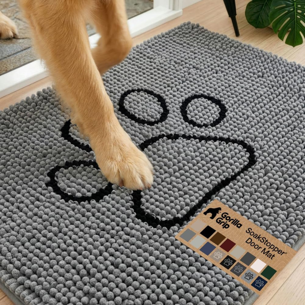 Gorilla Grip 24" X 17" Soakstopper Dog Door Mat (Grey)