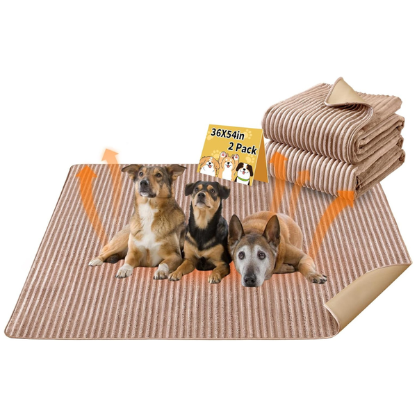 2-Pack 36"x54" Non-SlipFlannel Washable Pet Mats