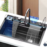 Stainless Steel Kitchen Digital Sink With Waterfall & Cup Washer