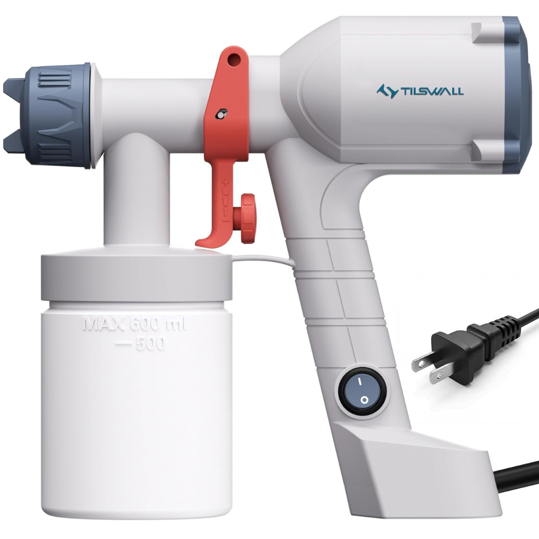 Tilswall Ultra-Light Electric Paint Spray Gun With 2 Nozzles & 4 Patterns