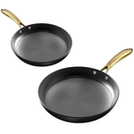 2-Piece Cast Iron Skillets Non Stick Frying Pans 10" & 12" Set