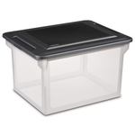 Sterilite File Storage Clear Plastic Box With Black Lid