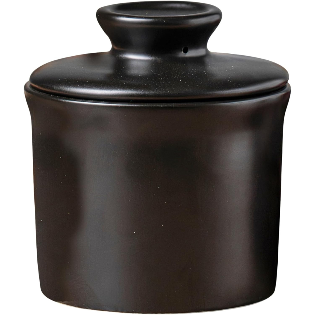 6.5 oz Modern Black Butter Dish With Lid