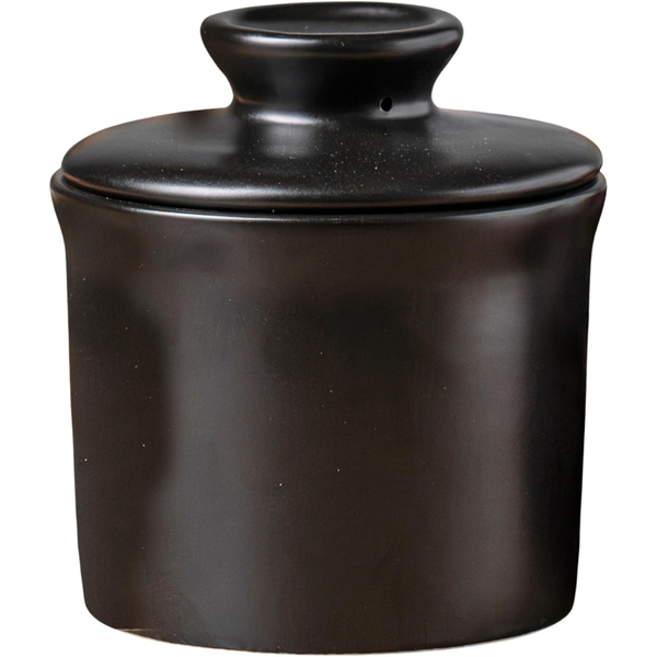 6.5 oz Modern Black Butter Dish With Lid