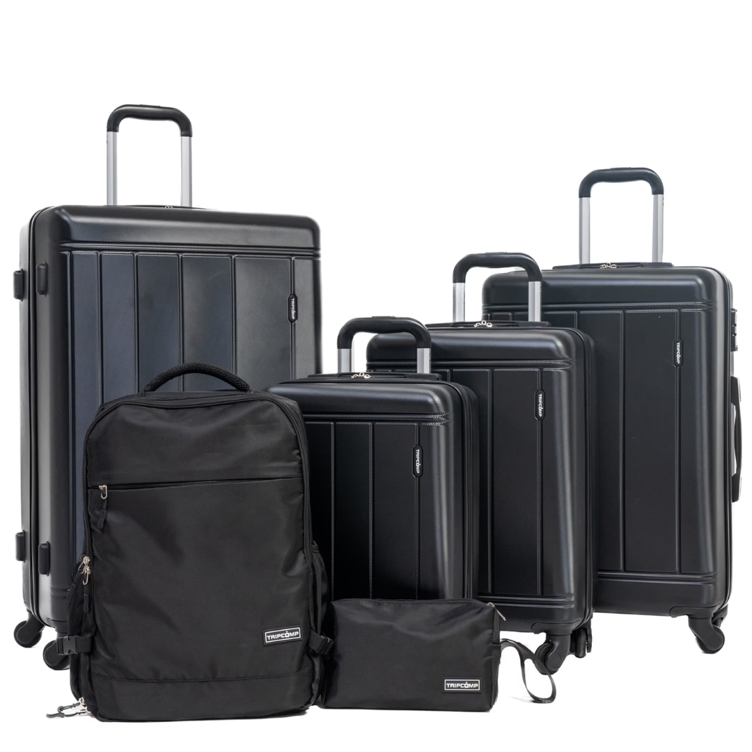 6-Piece Tripcomp Hardside Lightweight Luggage Set (Black)