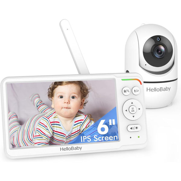 HelloBaby HB6560 Baby Monitor with 6" World First IPS Screen 30-Hrs Battery