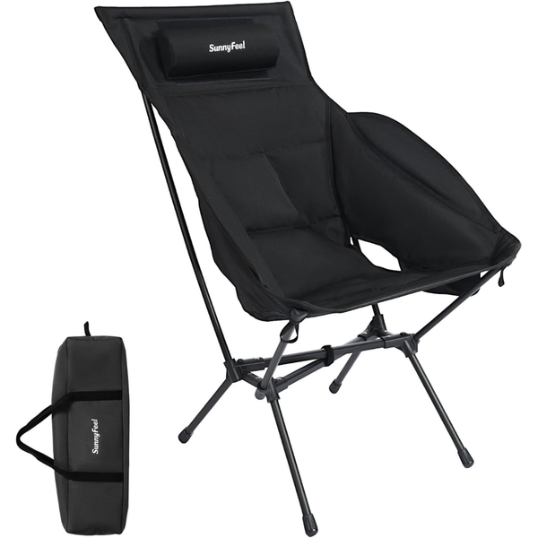 Portable Folding Oversized Padded Camping Chair w/ Head Support