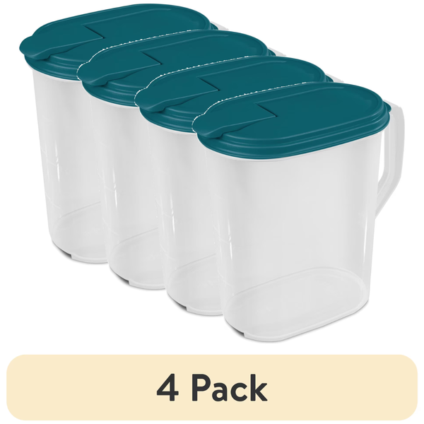 4-Pack Mainstays 1 Gallon Oval Pitcher with Flip-Top Spout