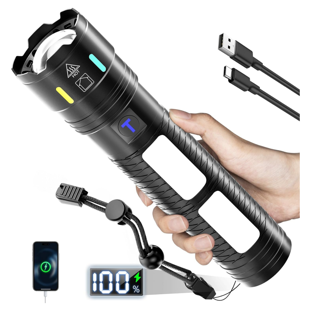 990,000 Lumens 5000ft Long Range Rechargeable Flashlight