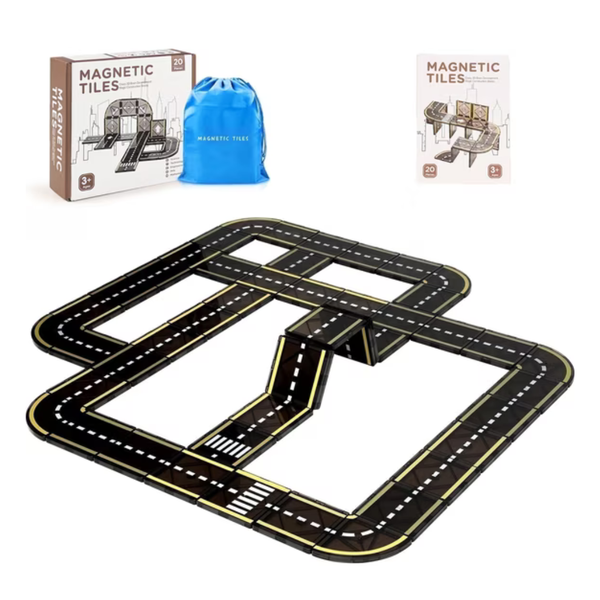 20-Piece FunMagic Magnetic Tiles Road Set