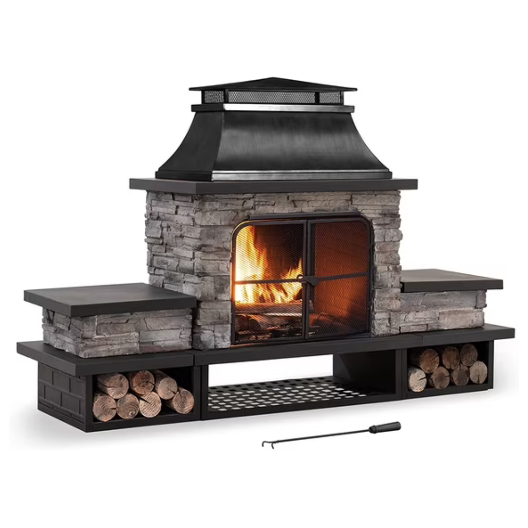 Sunjoy Emilio Outdoor Wood-Burning Fireplace