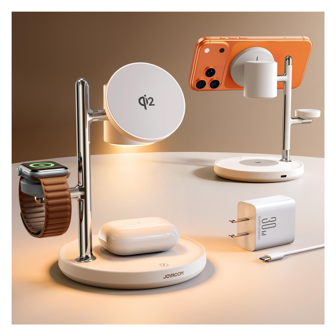 Joyroom Qi2 4-in-1 15W MagSafe Charging Station W/ 30W Adapter