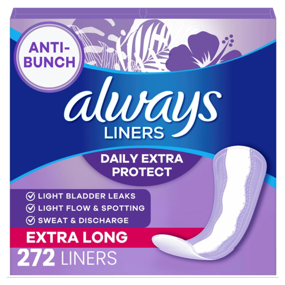 272-Count (68-Count X 4) Always Anti-Bunch Xtra Protection Panty Liners For Women