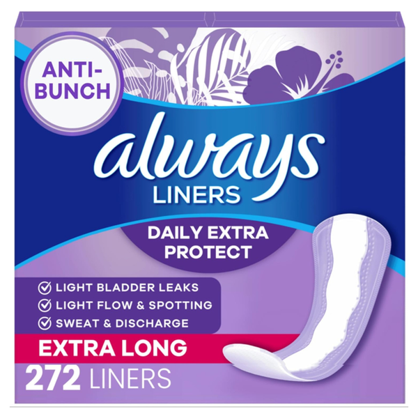 272-Count (68-Count X 4) Always Anti-Bunch Xtra Protection Panty Liners For Women