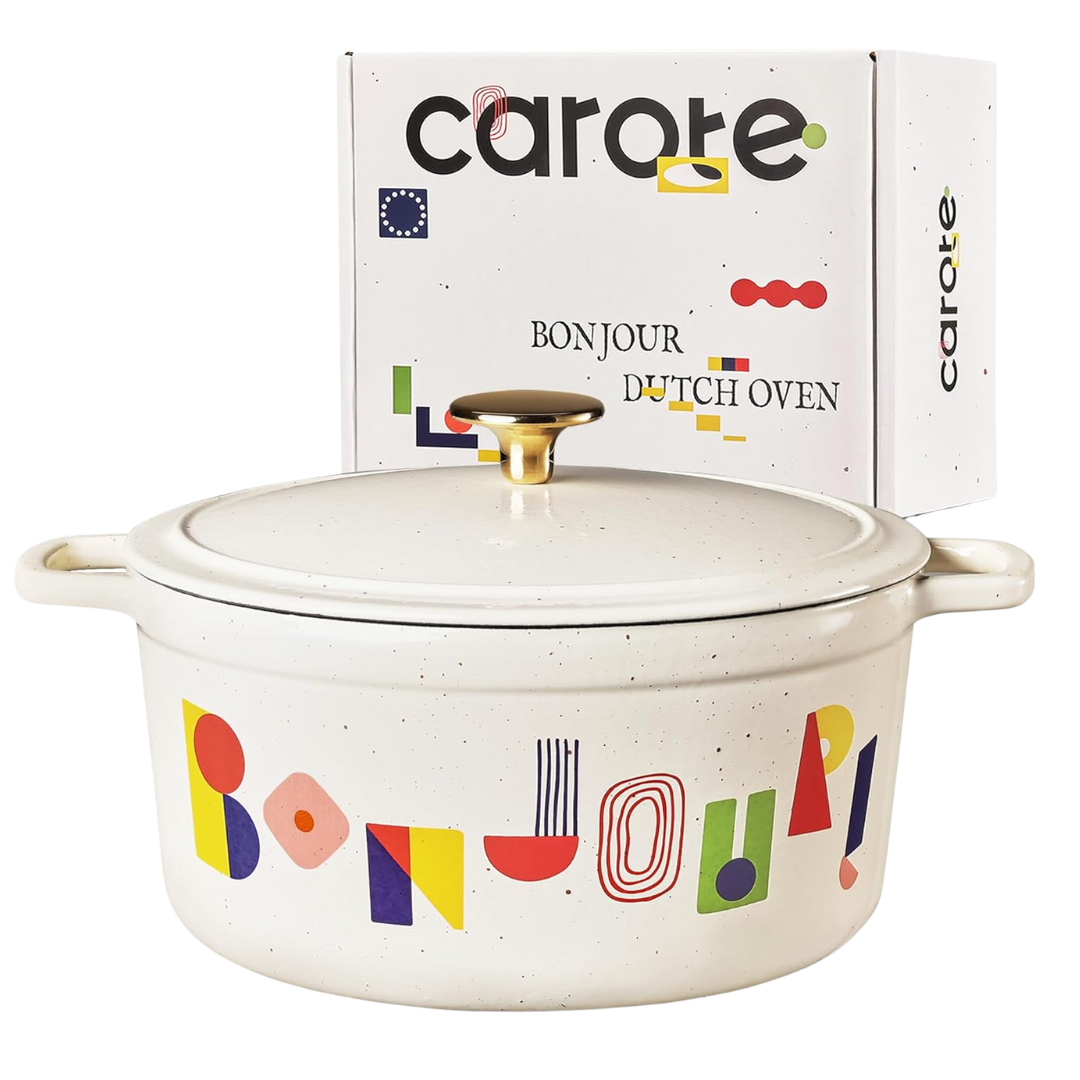 5-QT Carote Enameled Cast Iron Dutch Oven With Lid (Bonjour)