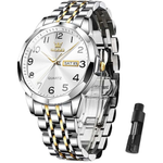 Olevs Men's Stainless Steel Waterproof Date Dial Watch