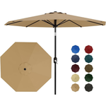 9-Ft Garvee 8 Sturdy Ribs Patio Umbrella W/ Crank Lift & Push Button Tilt