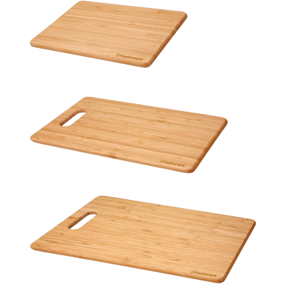 Set Of 3 Freshware Bamboo Cutting Boards W/ Hanging Hole