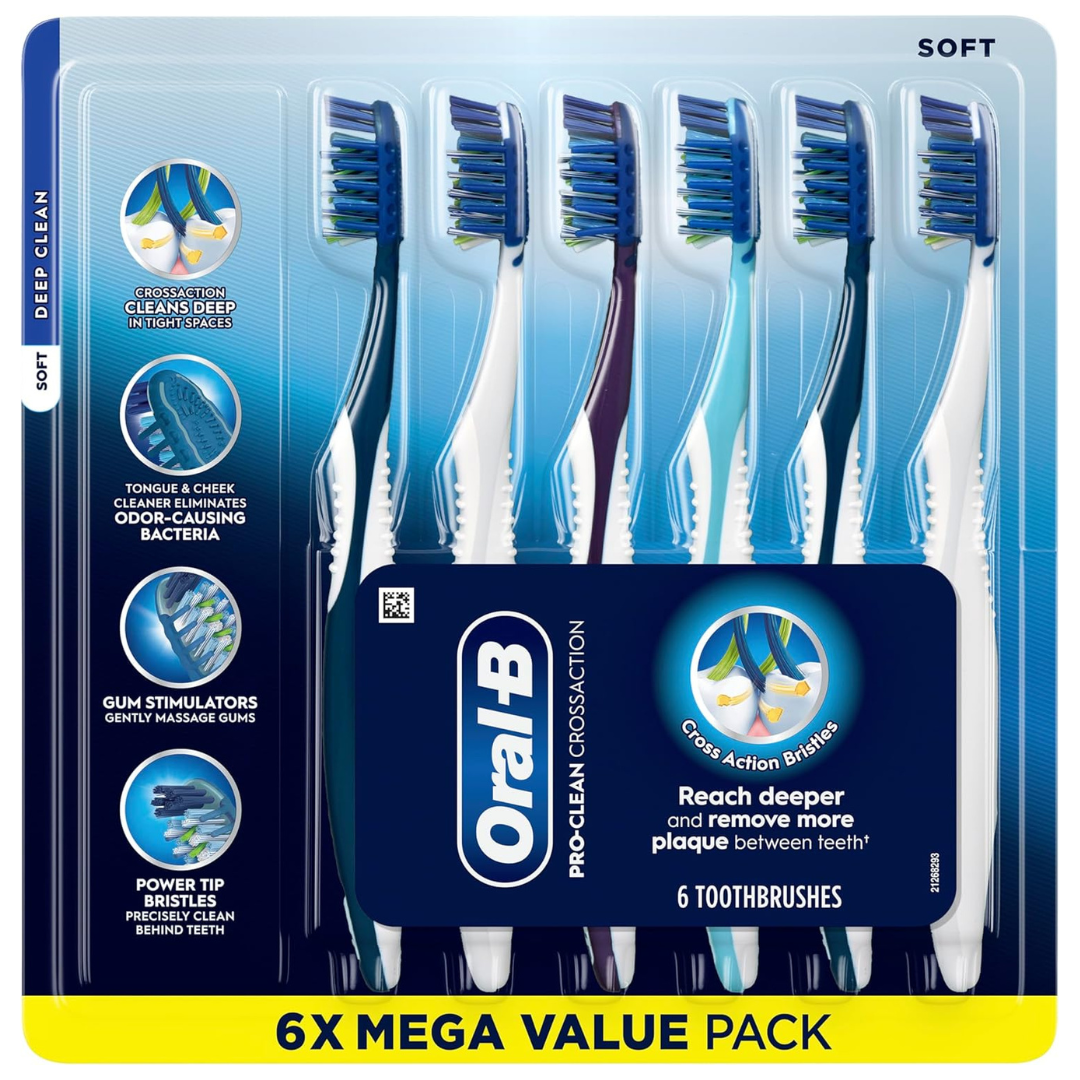 6-Count Oral-B CrossAction All In One Soft Toothbrushes