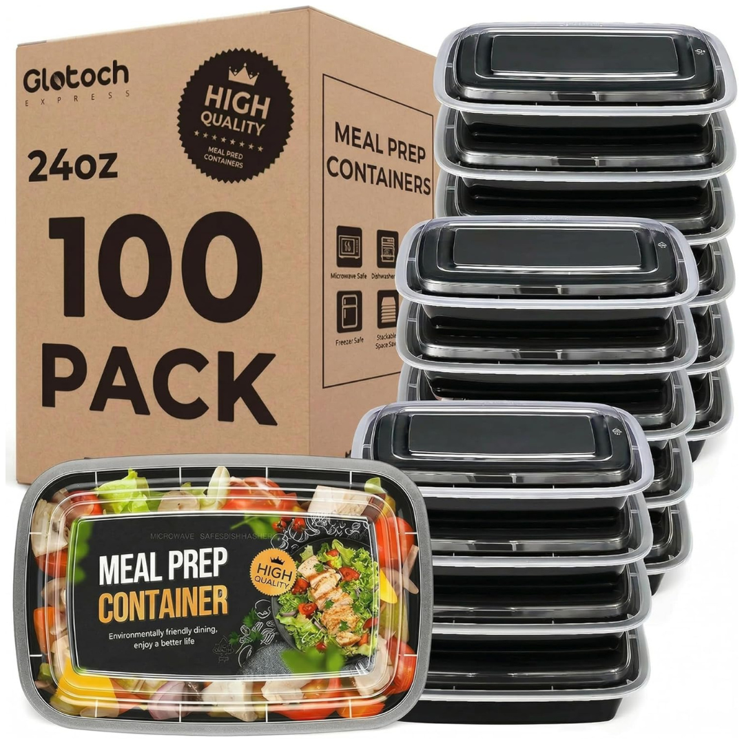 100-Pack 24oz Meal Prep Containers With Lids Microwave