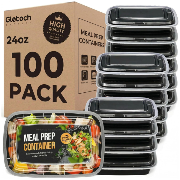 100-Pack 24oz Meal Prep Containers With Lids Microwave
