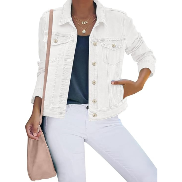 Luvamia Women's Button Down Stretch Fitted Denim Jean Jacket (Various)