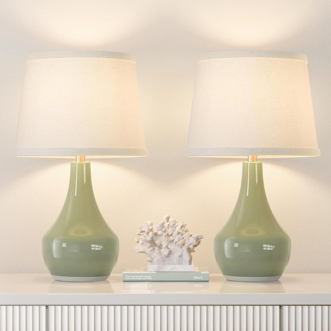 2-Pack 19.4" 8W Modern Ceramic Table Lamps Set W/ Rocker Switch